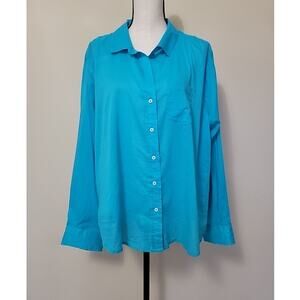 NWT Sigrid Olsen XL Long Sleeve Button Up Cotton Shirt Collared Lightweight
